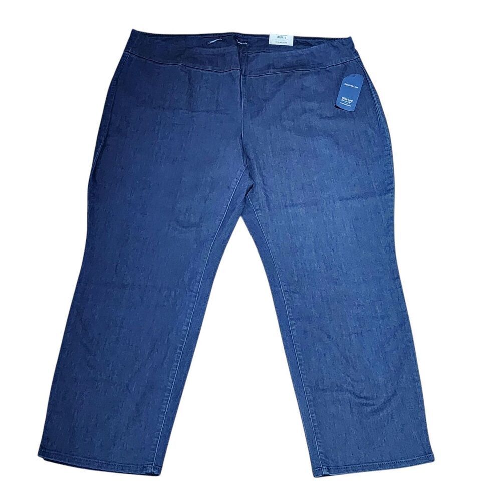 Charter‎ Club Plus Size Cambridge Slim Leg Stretch Blue Denim Pull On Pants 28W